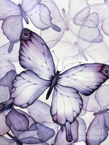 Purple Butterflies” watercolour painting by Christina Meeusen
