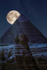 sphinx and full moon