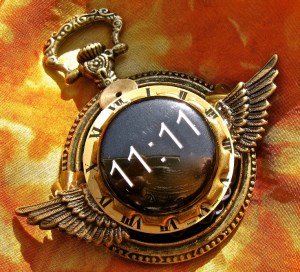 Steampunk jewelry Vintage rhinestone brooch 11 11