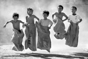Boys in a Sack Race