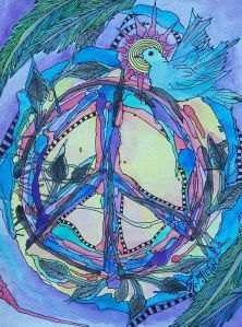 Peace on a Vine Singleton Hippie Art The by justgivemepeace