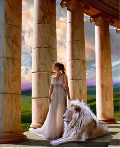 moon goddess and lion