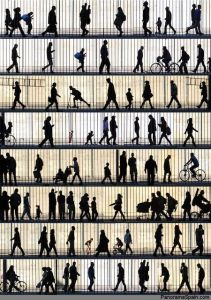 Silhouettes of passers-by in the Raval, Barcelona by Geoff
