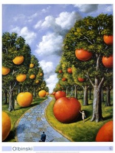 Rafal Olbinski - park with fruits