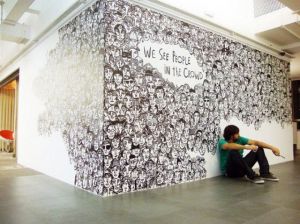 We see people in the crowd