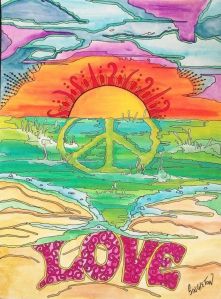 Morning at Hippie Beach - Singleton Hippie Art