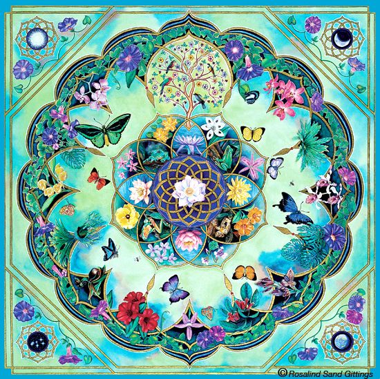 Morning Glory. Handpainted mandala by Rosalind Gittings