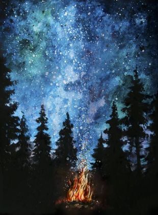 Galaxy Night Campfire Artist Unknown